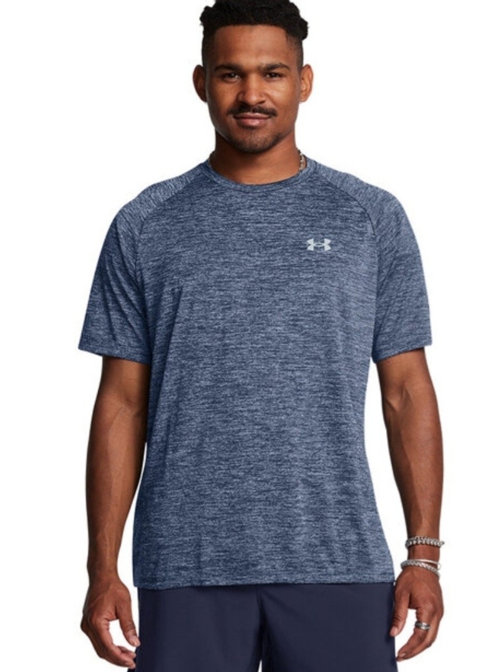Under Armour The Active Tech 2.0 Men Size Small Blue Heather Short Sleeve Tee